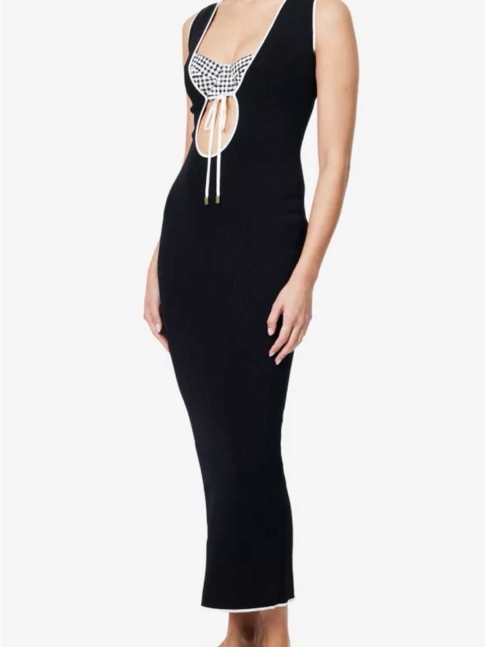Monday Swimwear Black Maxi Dress with White Contrast Trim